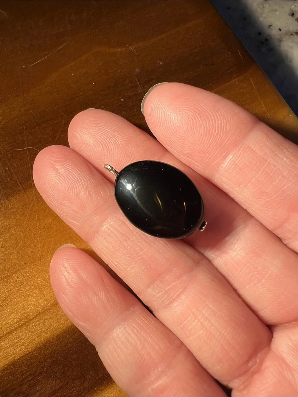 Black Oval Obsidian Pendant or Charm - Minimalist Pendant